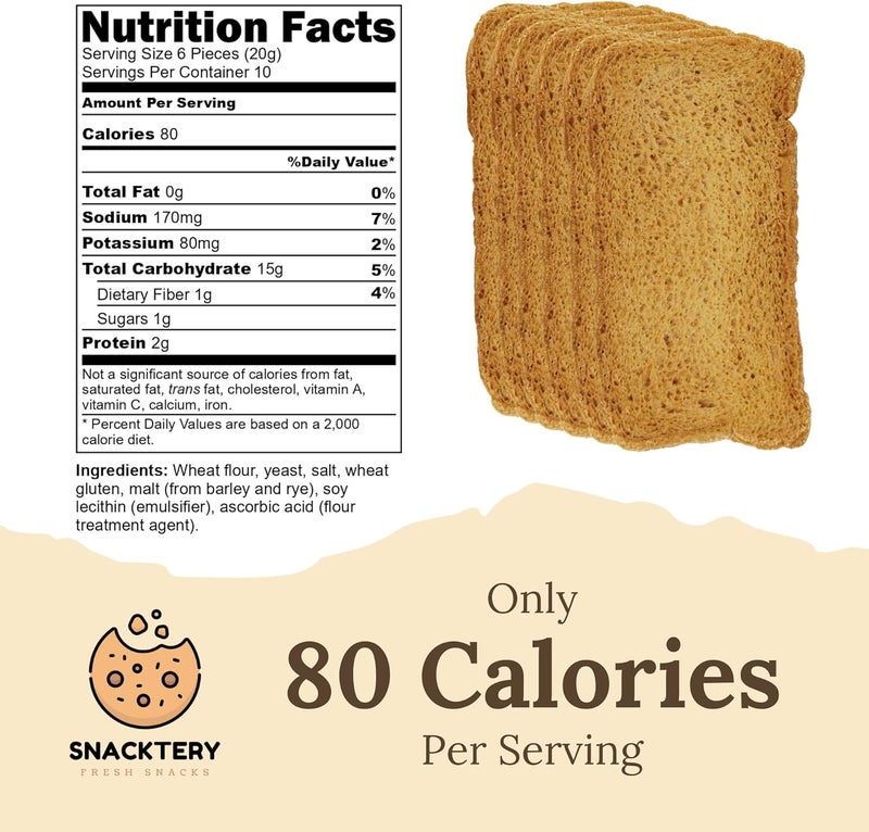 Snacktery Original Melba Toast Crackers - 7 Oz, Pack of 2 - Image 2